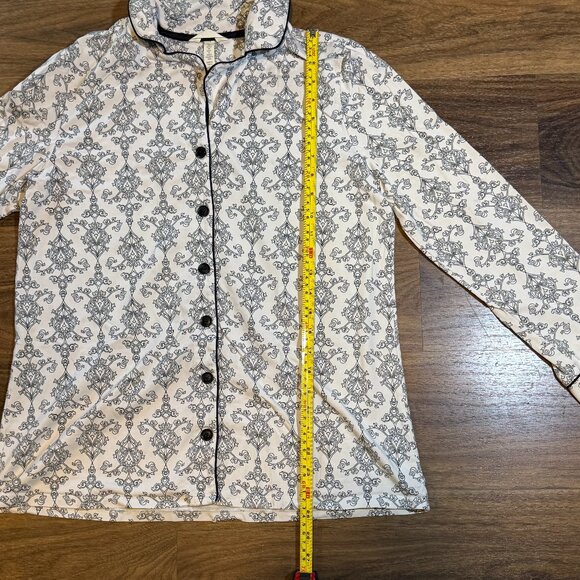 Soma Two-Piece Pajama Set Womens L Pondi Cherie Black & White Print - Picture 5 of 7